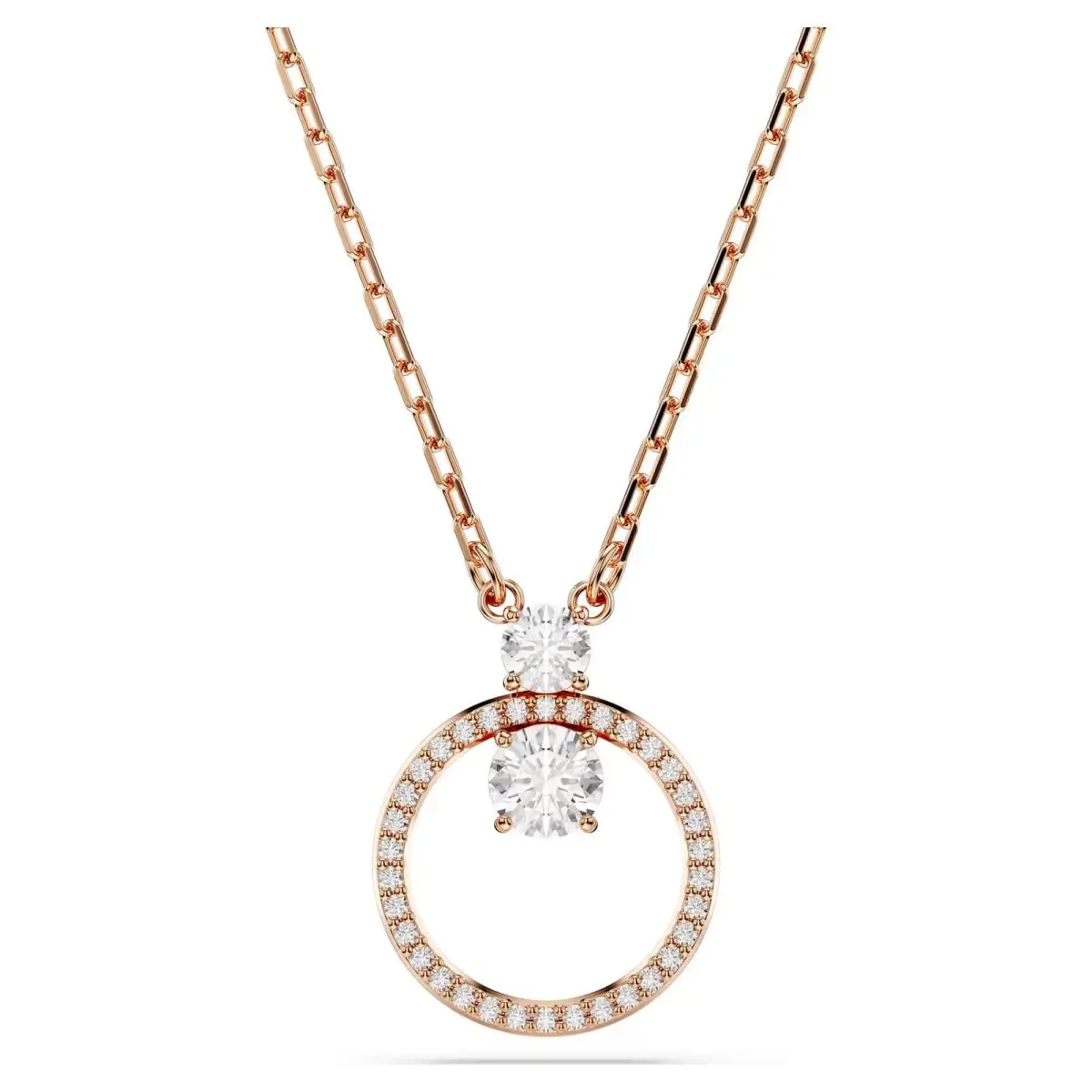 Constella Pendant Pavé Round Cut White Rose Gold-tone Plated 5692266 by Swarovski