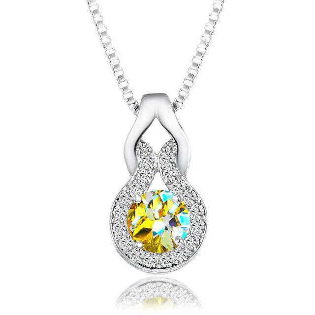 Crystals By Swarovski Fancy Halo Necklace W Aurora Borealis Swarovski Crystals