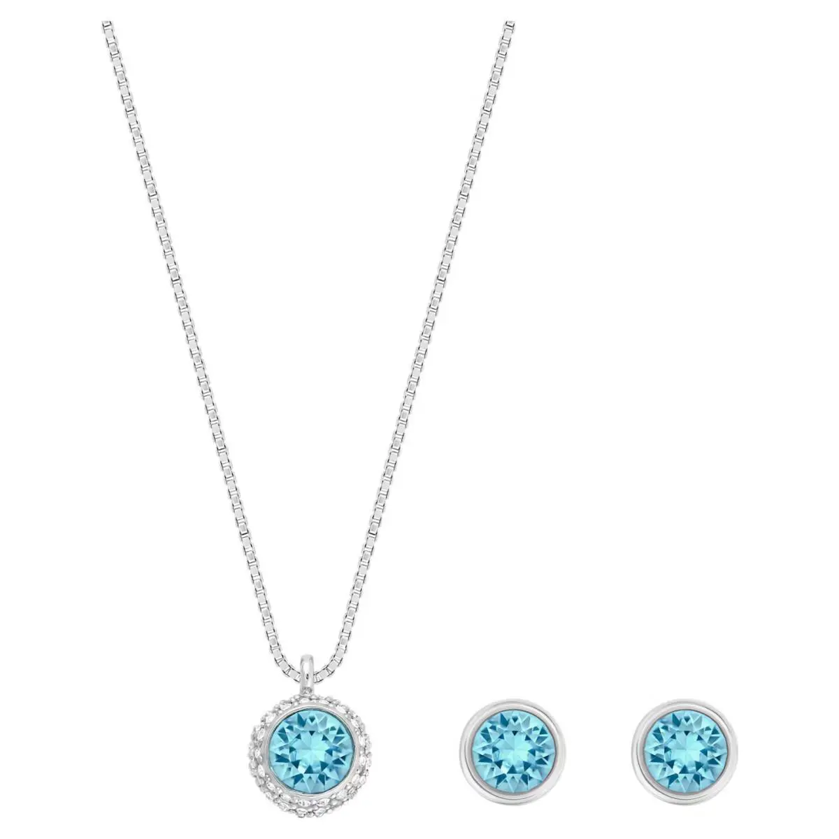 Swarovski Jewelry Set Earrings and Necklace Flirt Aqua Rhodium -5030716