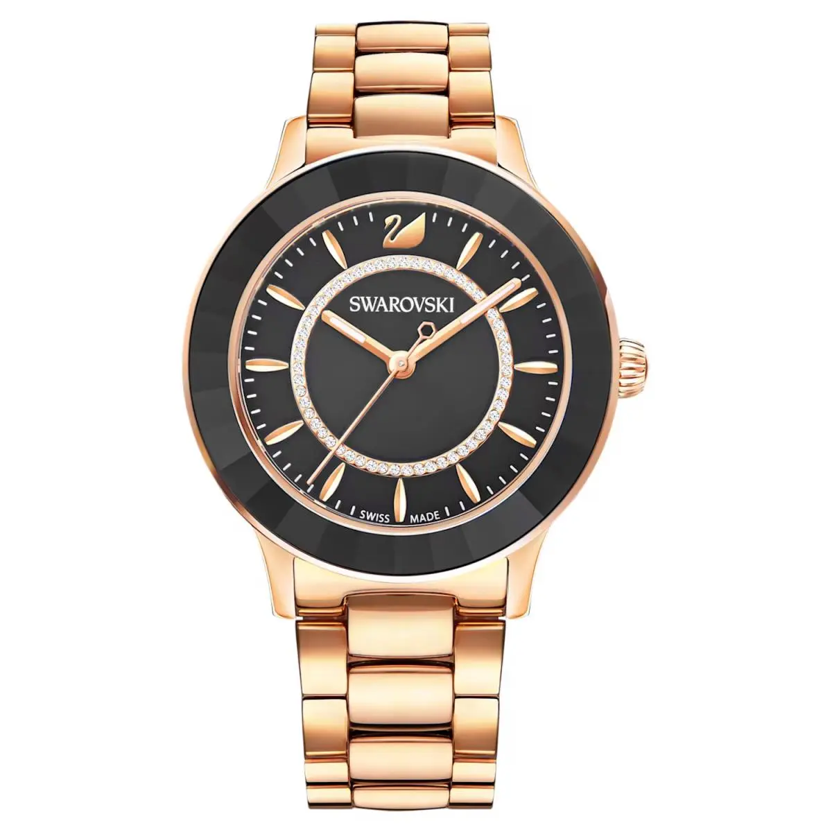 Swarovski Octea Lux Watch Metal Bracelet Black Rose Gold-tone -5414419