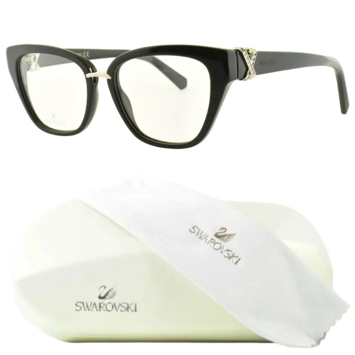 Swarovski SK5251 001 Black Cat Eye Full Womens Optical Frame - Frame: Black