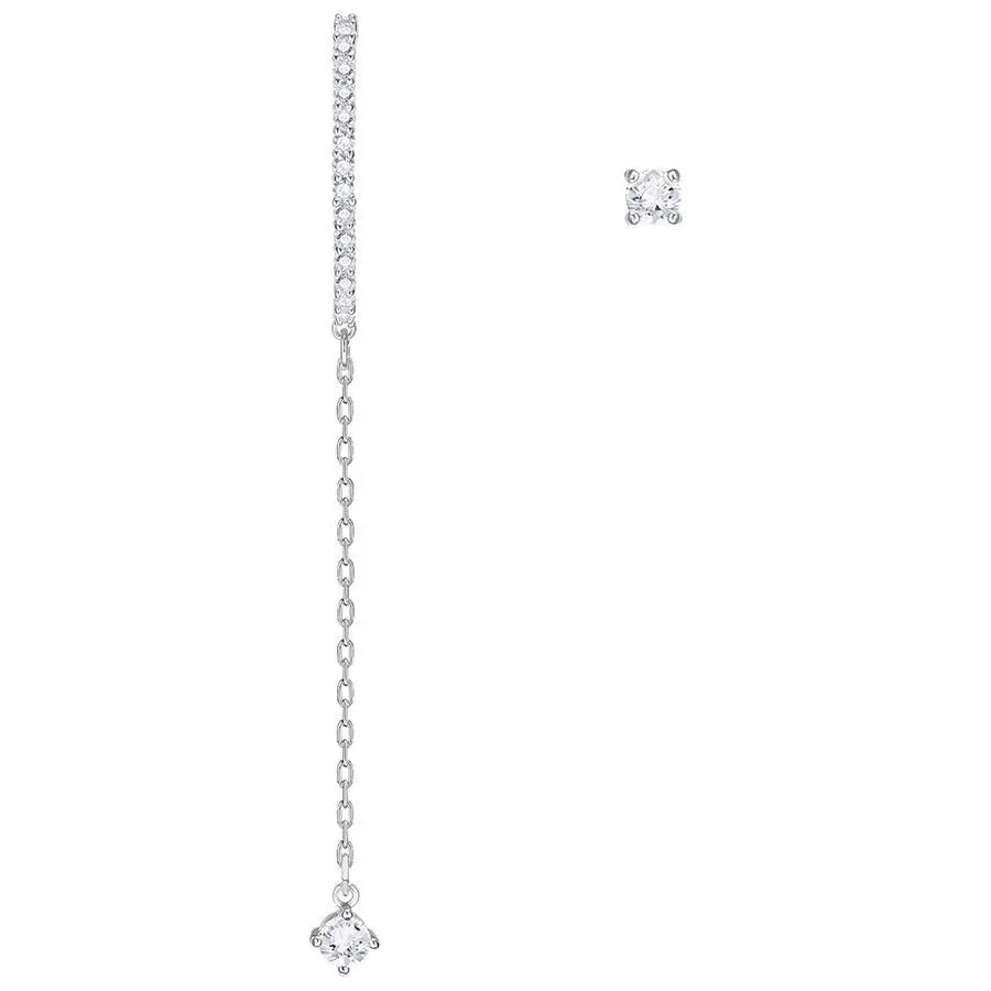 Vittore Pierced Earrings - White - Rhodium Plating by Swarovski