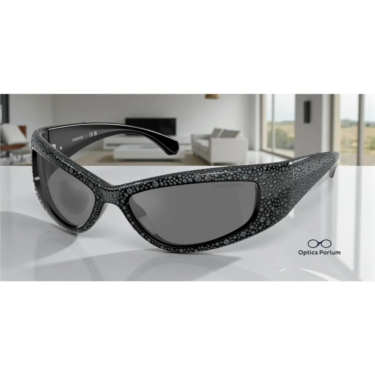 Swarovski SK6027 10326G Black Grey Mirror Black 60 mm Women`s Sunglasses
