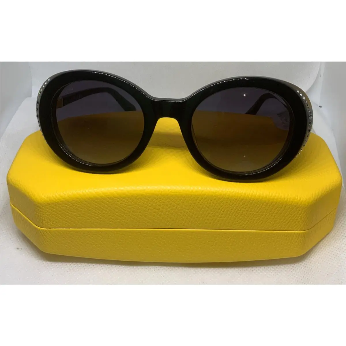 SK281 05B Black Oval Plastic Crystals Sunglasses Frame 50-21-140 by Swarovski