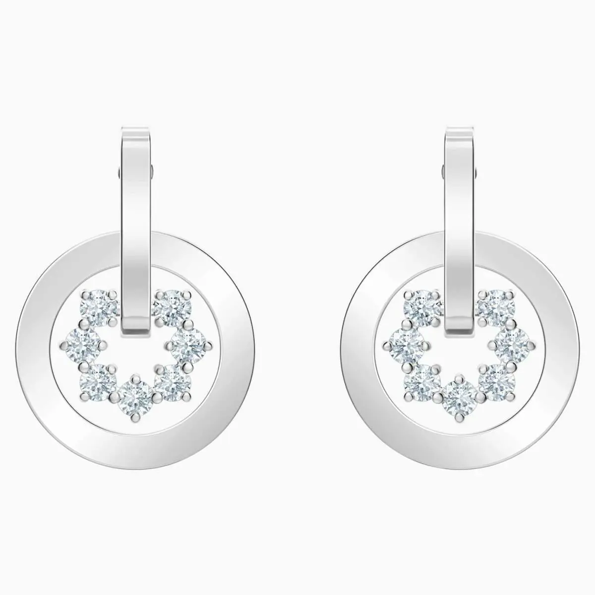 Set 2 Swarovski Crystal Rhodium Plated Further Drop Pierced Earrings Necklace