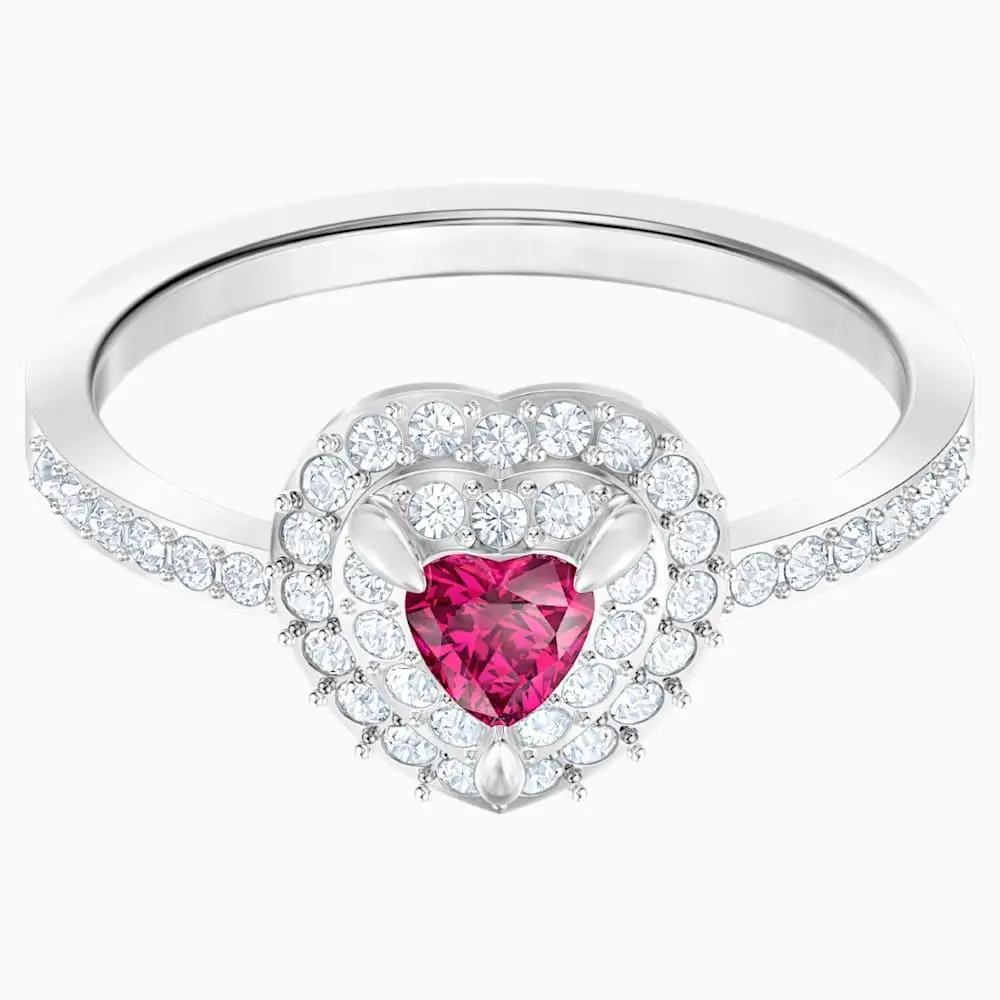 Jewelry One Ring Heart Red Rhodium Plated 50/5/Xsmall -5470695 by Swarovski