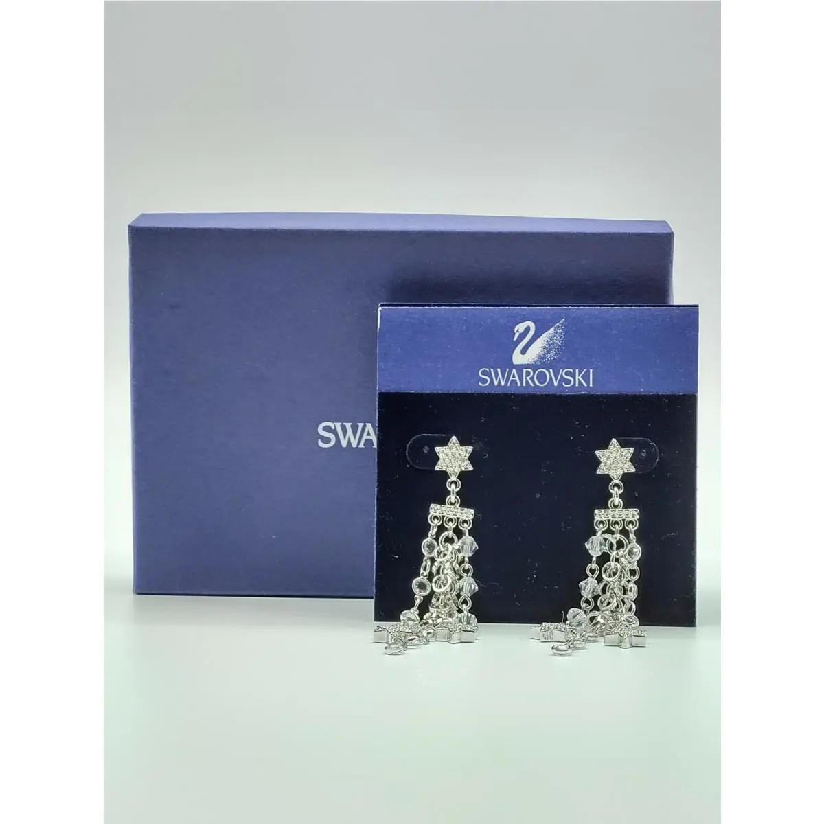 Swarovski Women`s Silver Chain Dangle Star Earrings 1515865