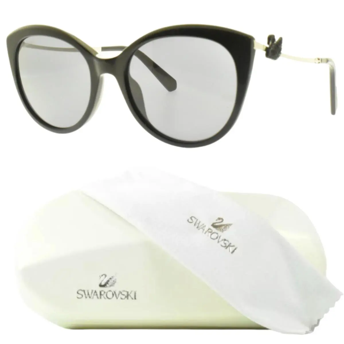 Swarovski SK0221/S 01A Black Cat Eye Full Rim Womens Sunglasses
