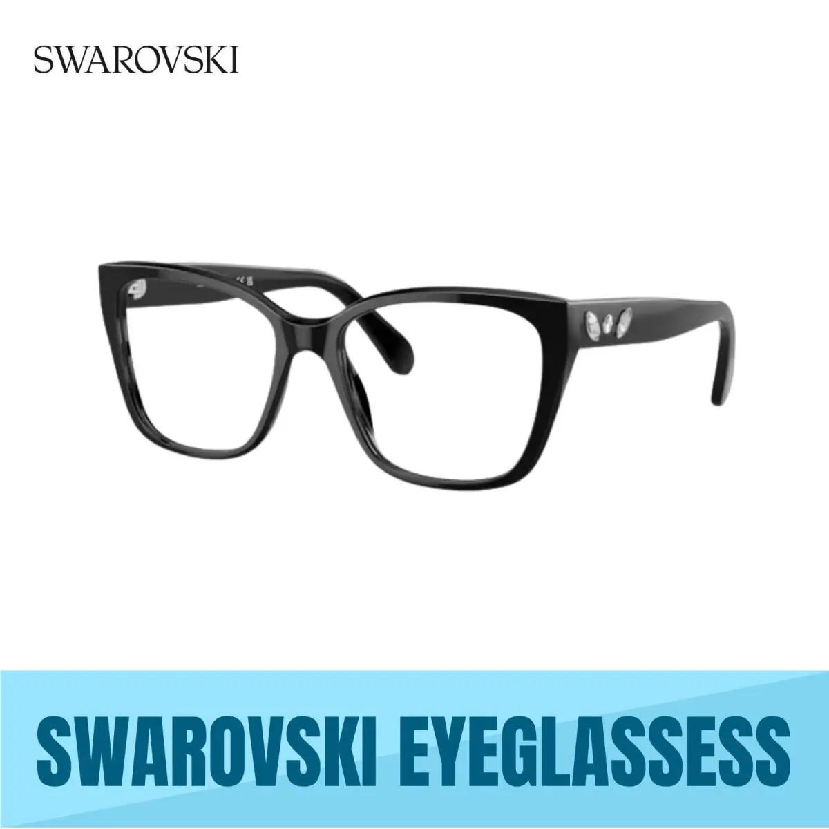 Swarovski 0SK2008 1001 Black Eyeglasses -demo Lens 53MM