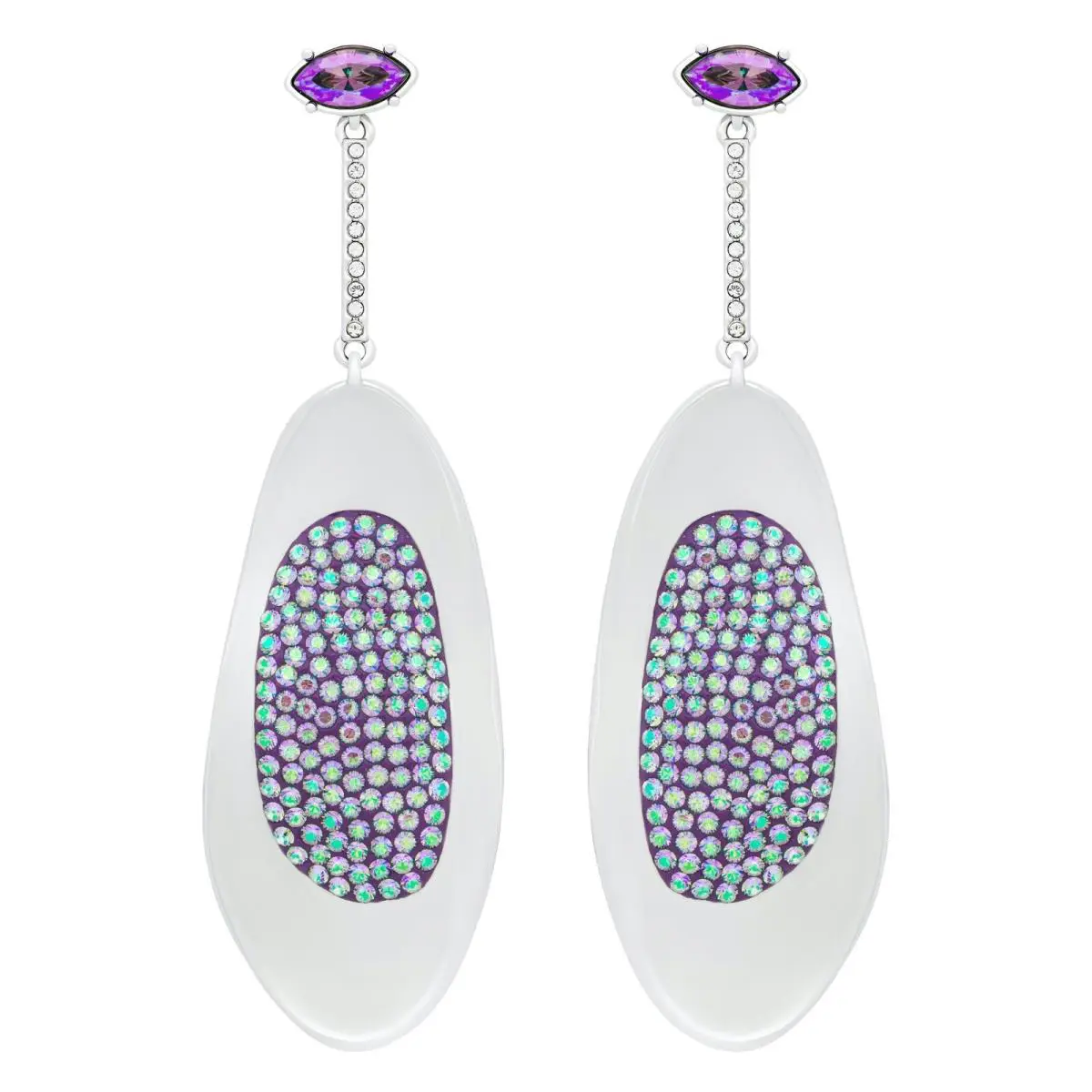 Swarovski Pierced Silver Drop Earrings Iridescent Crystals 5470516