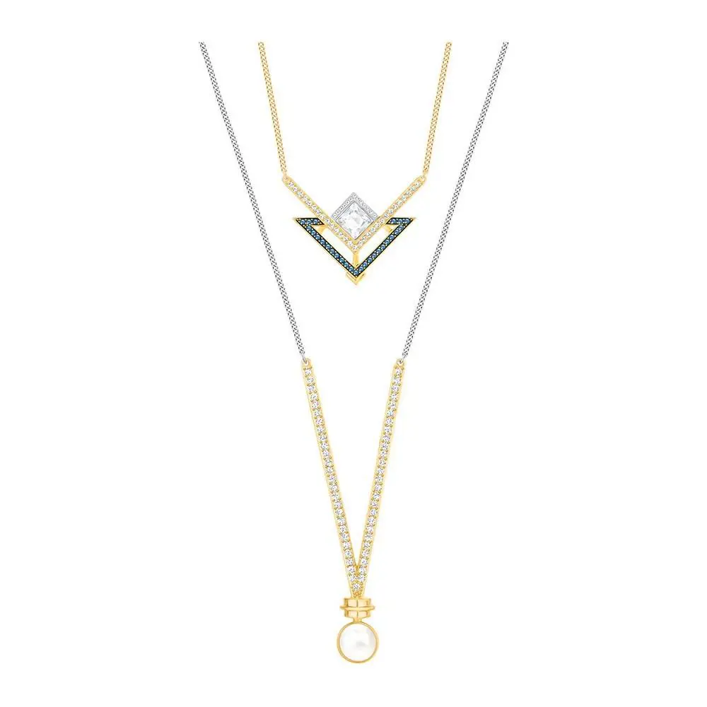 Swarovski Golden Long Necklace Set Blue Crystal Mix Plated 5252898 1405