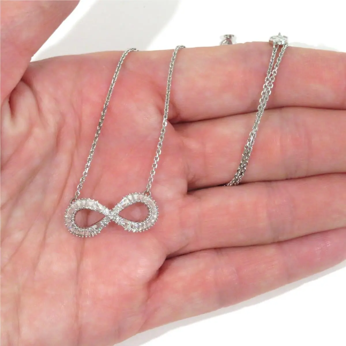 Hyperbola Pendant Rhodium Plated Zirconia 17.75 by Swarovski