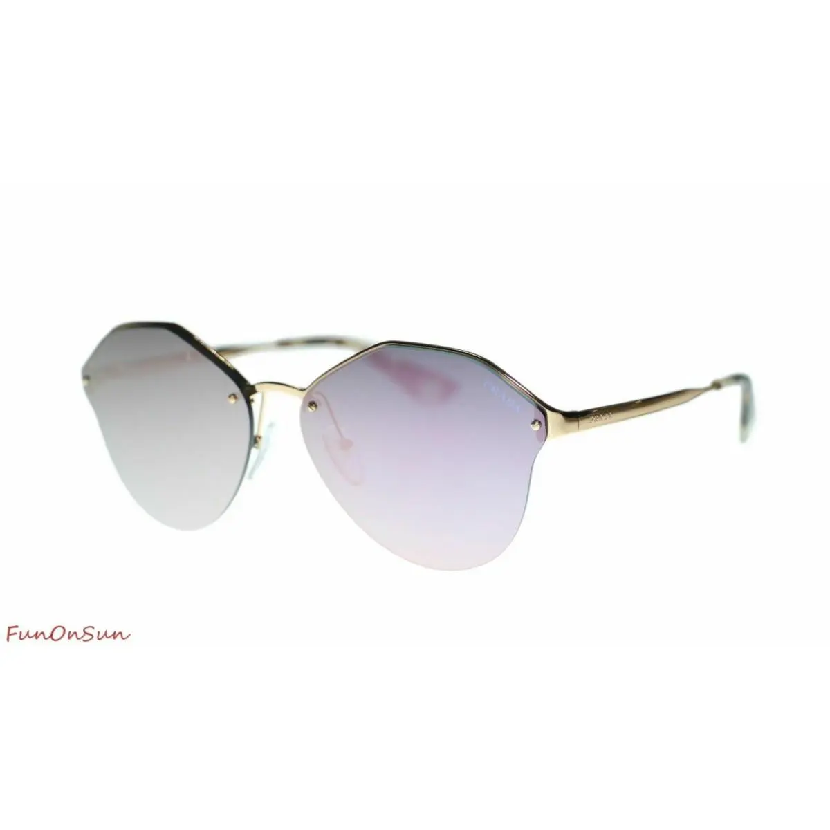 Womens Sunglasses PR64TS Round Metal Frame 66mm SVF5T0 Pink Gold Dark Grey Mirror Pink by Prada