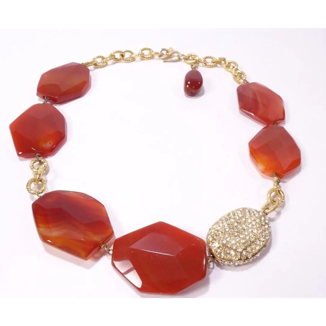Neiman Marcus Lee Angel Women`s Red Glass Mixed Stone Swarovski Necklace 550