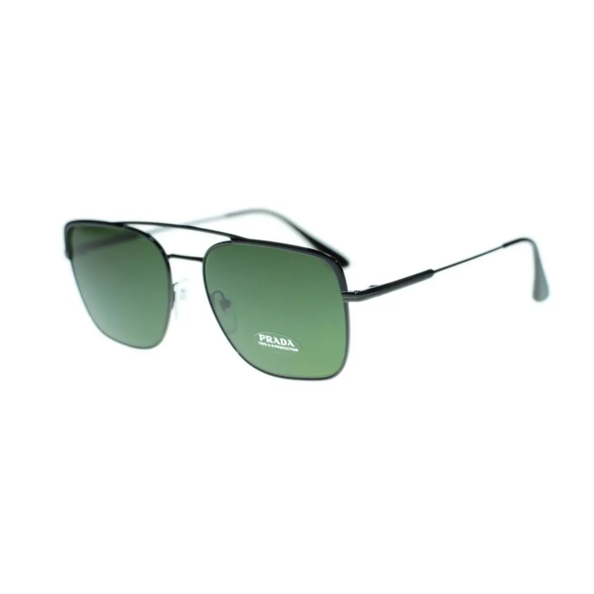 Prada PR53VS Conceptual Metal Frame Sunglasses - 1AB1I0 Green Lens, Frame: Black/Gunmetal, Lens: Grey