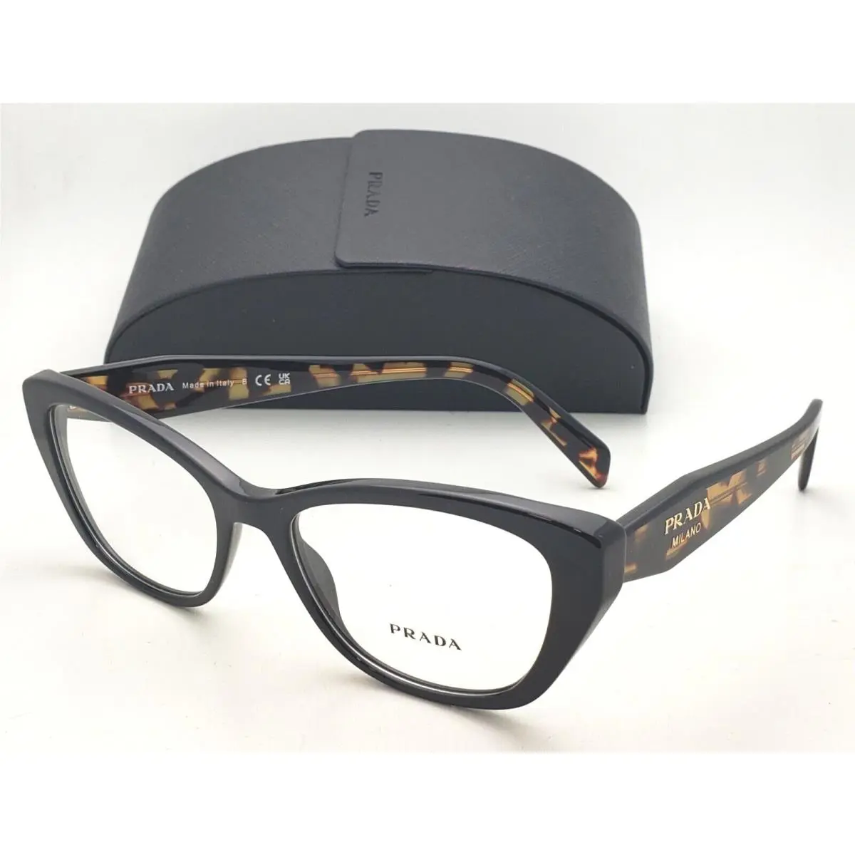 Prada Reading Glasses Vpr 19W 1AB-1O1 53-17 Black Tortoise Frames Readers