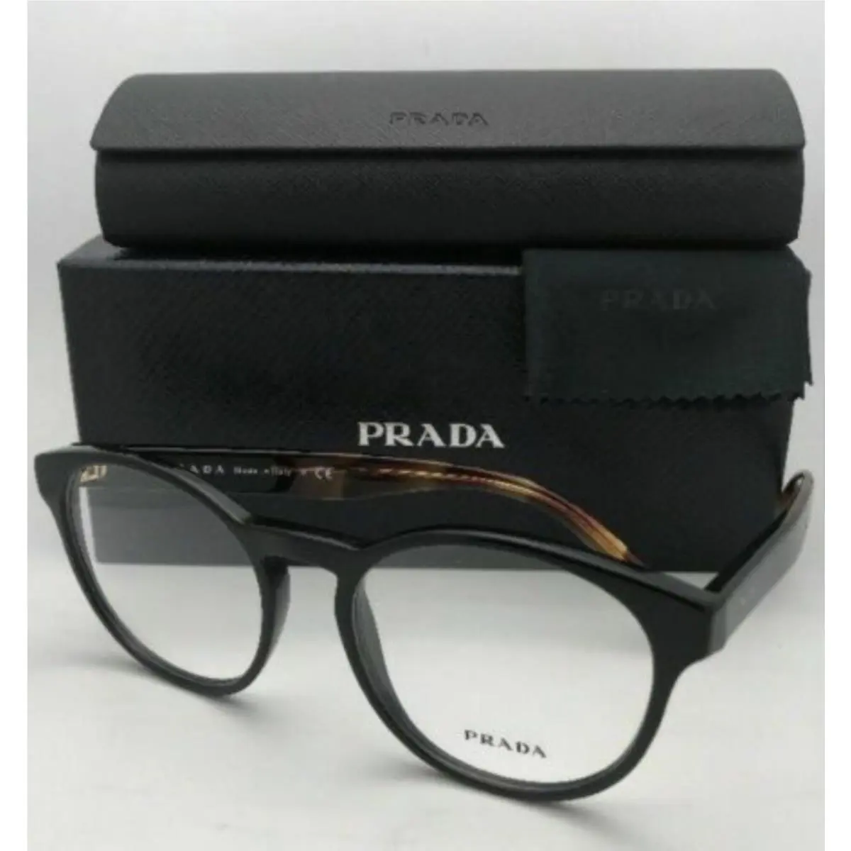 Prada Reading Glasses Vpr 16T 1AB-1O1 52-18 140 Black Round Frames Readers