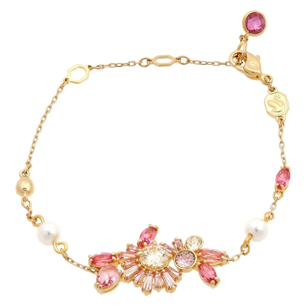 Swarovski Gema Soft Bracelet Gold Shiny Pink - Silver
