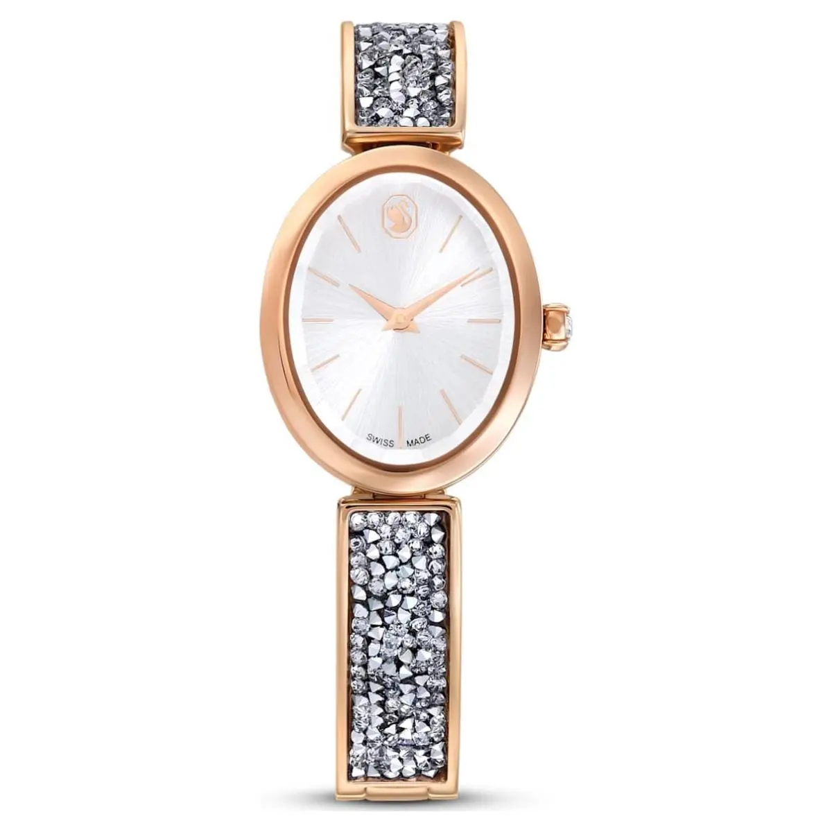 5656851 Woman`s Watch Crystal Rock Oval Metal Bracelet Rose Gold by Swarovski