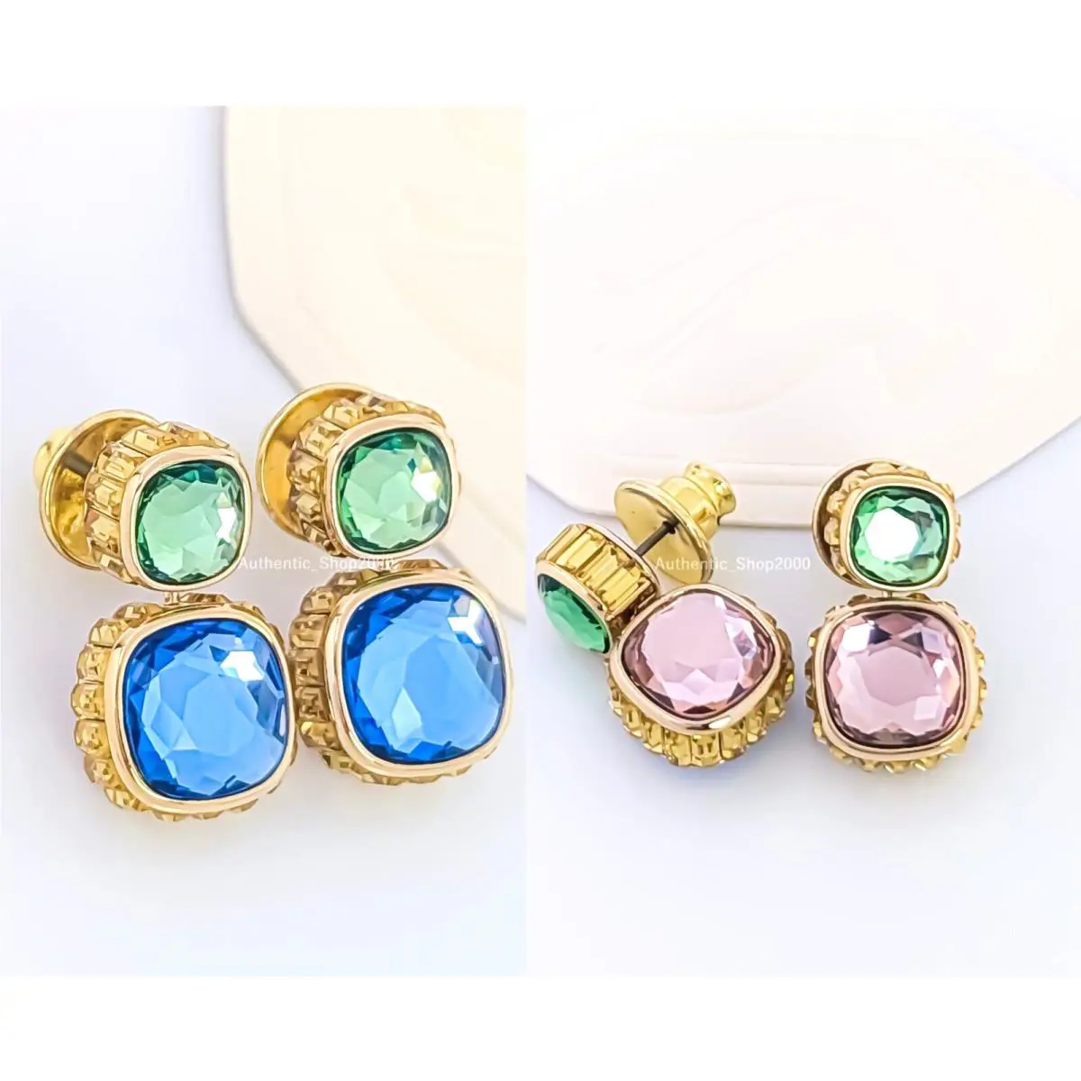 Swarovski Green Blue Pink Crystal Chroma Drop Earrings 5692492