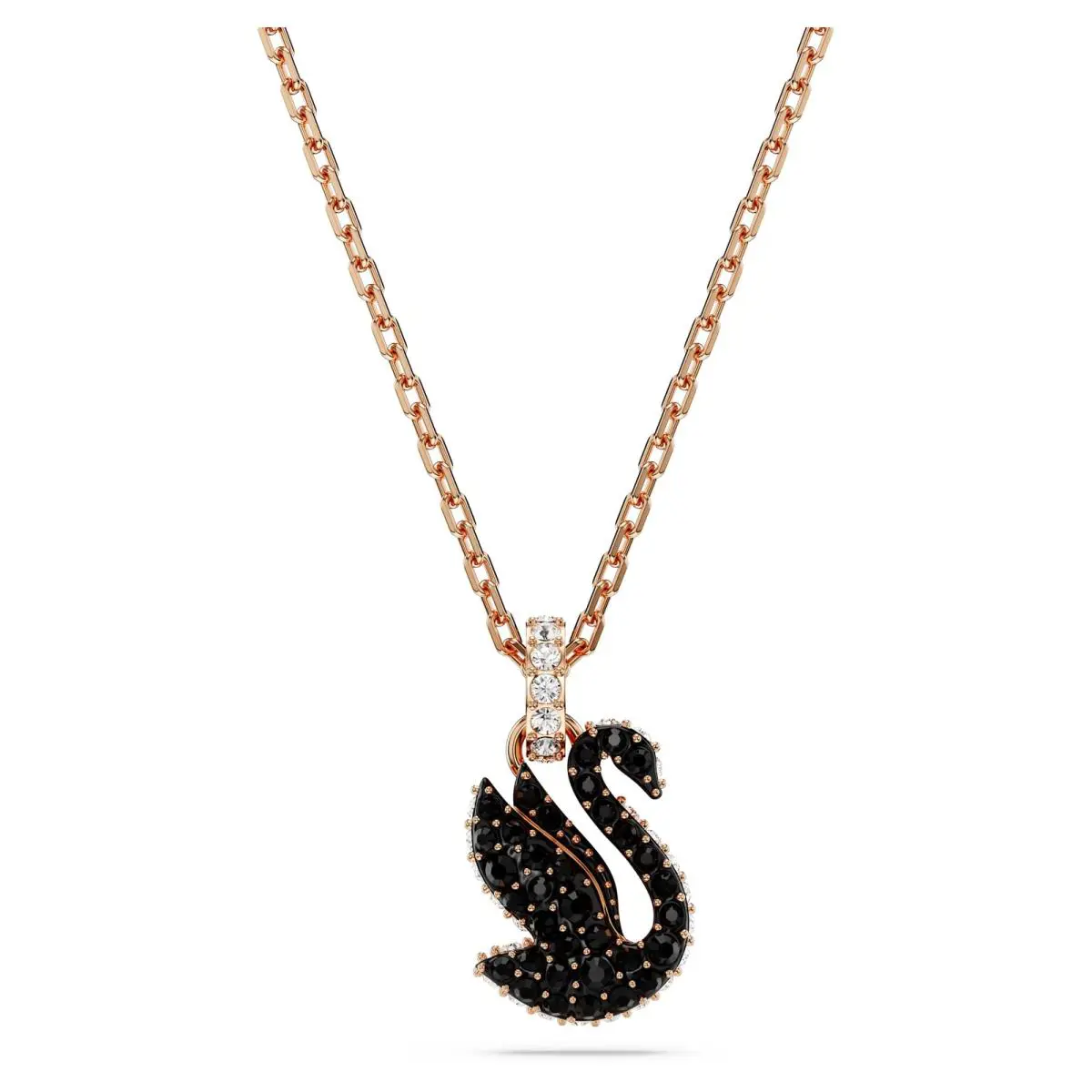 Swarovski Swan Pendant Necklace Swan Small Black Rose Gold-tone Plated 5678046