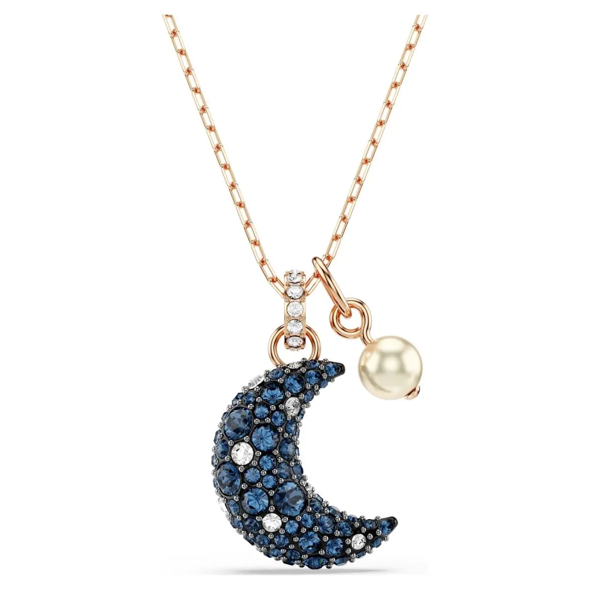Sublima Pendant Necklace Crystal Pearl Moon Rose Gold-tone Plated by Swarovski