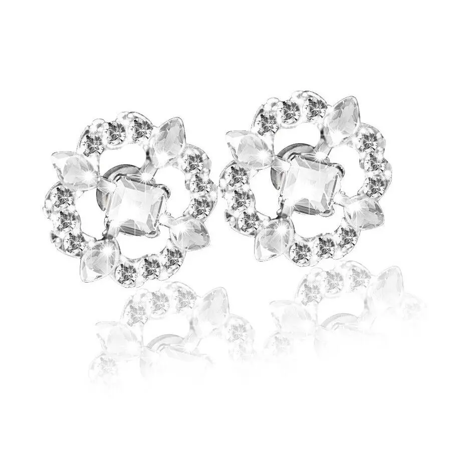 Swarovski Silver Plated Sparkling Dance Flower Stud Earrings 5396227