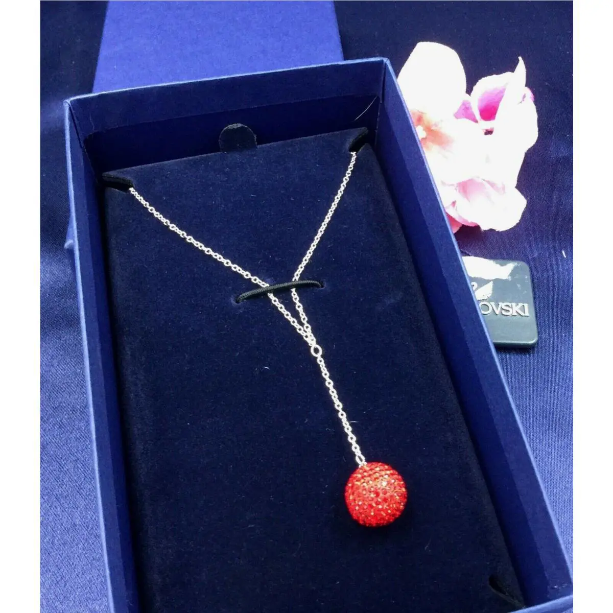 Signed Swarovski Pop Red Pendant Necklace 1106423