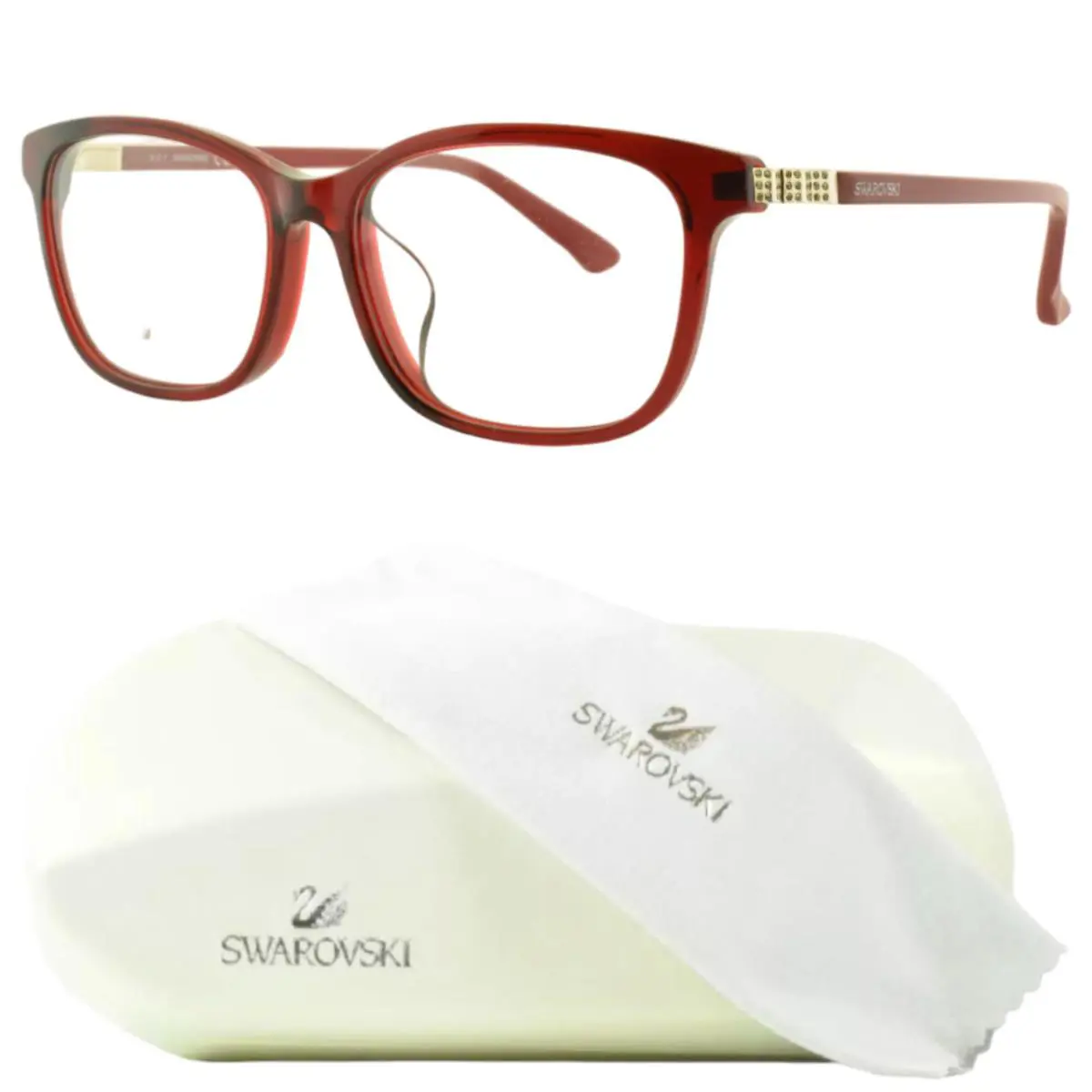 Swarovski SW5233-D/V 066 Shiny Red Square Full Rim Womens Optical Frame - Frame: Shiny Red