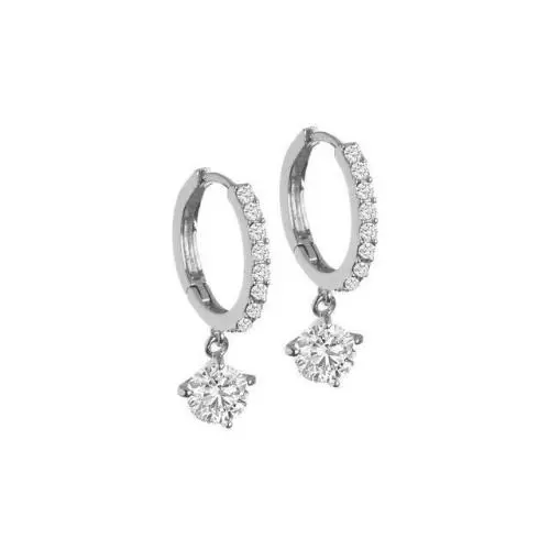 Crystal Drop Hoop Earrings in Sterling Silver Overlay 10MM W 1 Carat by Swarovski