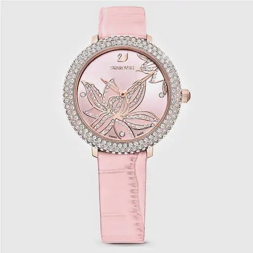 Swarovski 5575217 Crystal Frost Rose Tone Pink Dial Women`s Watch