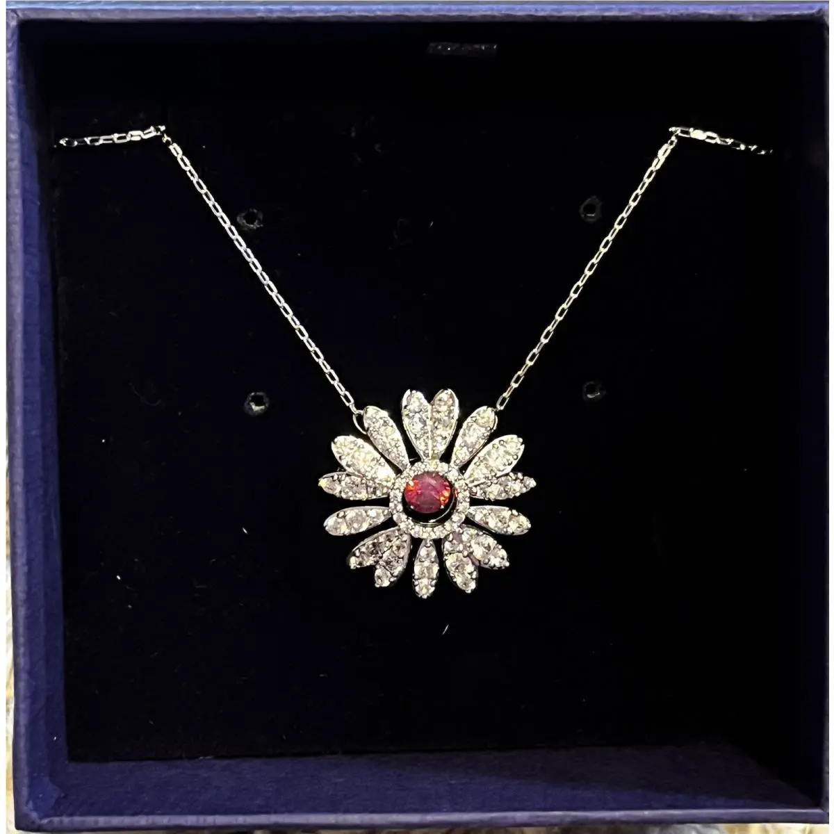 Swarovski Crystal Eternal Dancing Flower Pendant Pink Clear Rhodium-plated