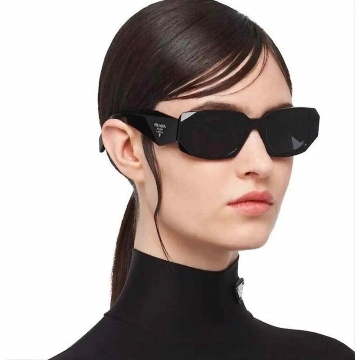 Prada PR 17WS 1AB5SO Black Dark Grey Lens Unisex Sunglasses