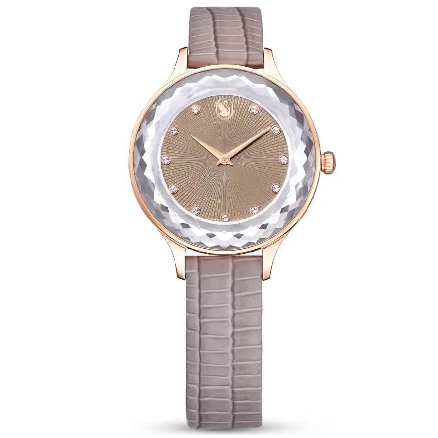 Swarovski Octea Nova Watch Swiss Made Beige Leather Rose Gold-tone 5649999