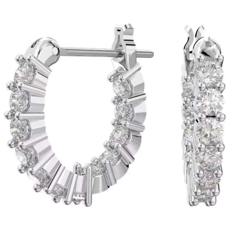 Swarovski Crystals Vittore Hoop Earrings Round Cut Rhodium Plated - 5562126