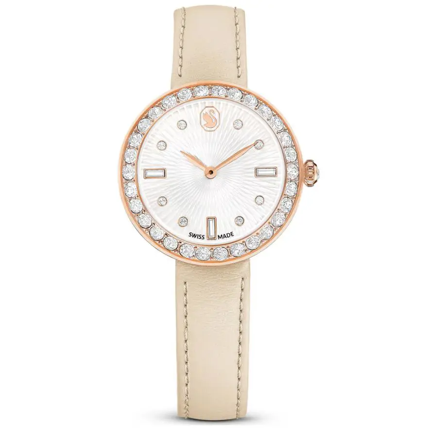 Swarovski Certa Watch Swiss Made Beige Leather Rose Gold-tone Finish 5672968