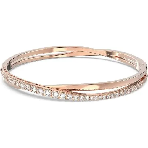 Swarovski Pulsera Twist Bangle Bracelet White Rose Gold-tone Plated 5620552