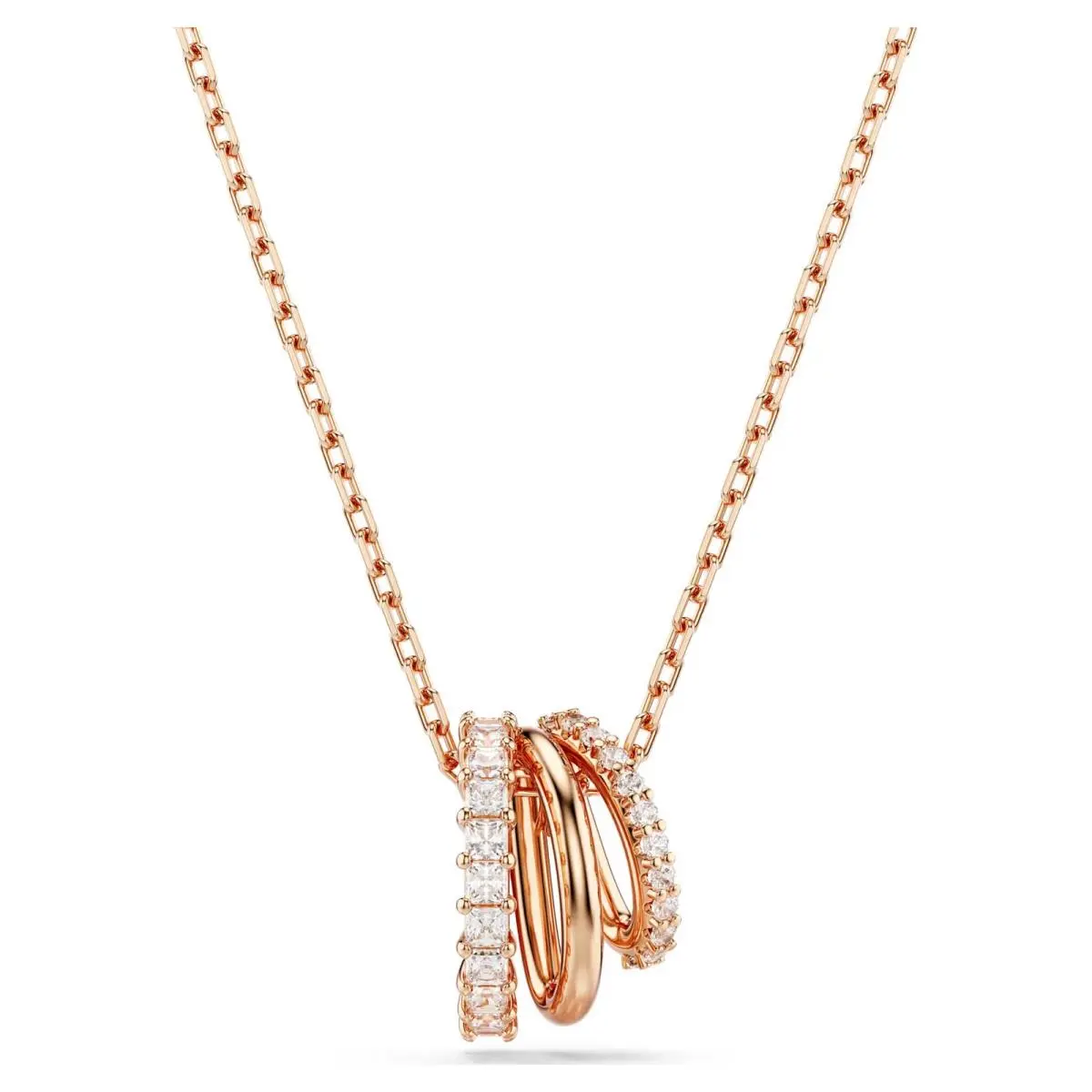 Hyperbola Pendant Necklace Mixed Cuts White Rose Gold-tone 5701494 by Swarovski
