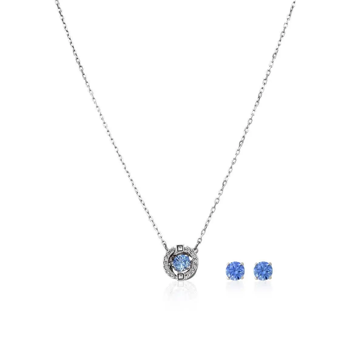 Ladies Rhodium Plated Sparkling Dance Round Set by Swarovski