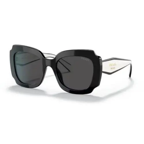 Prada PR 16YS 09Q5S0 52mm Black White Dark Grey Women`s Sunglasses