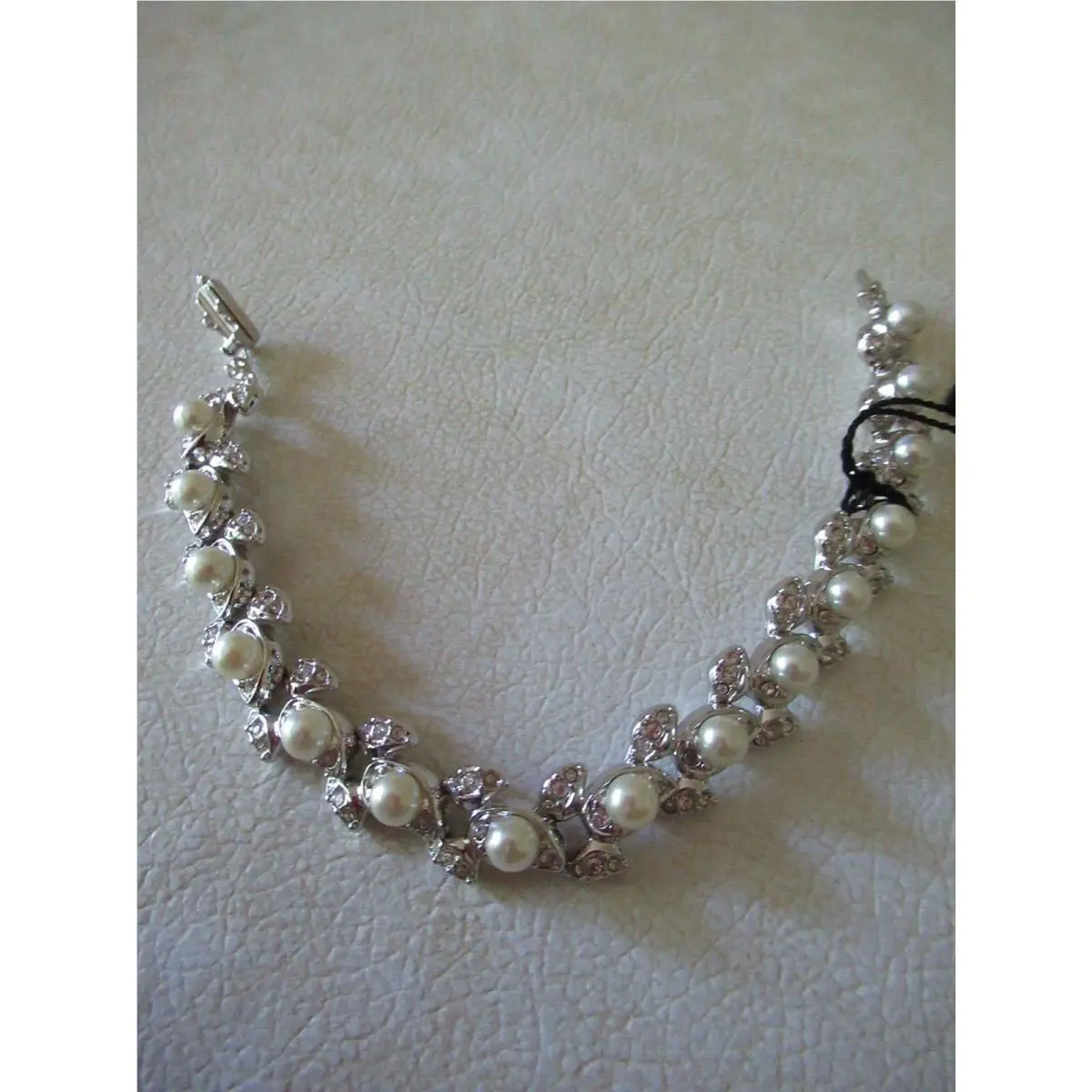 Swarovski Silver Plated Crystal Pearl Hook In Clasp Bracelet