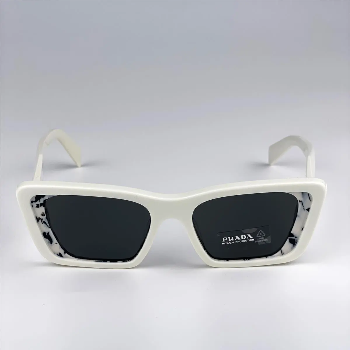 Prada Men Sunglasses White Havana Black Grey Cat Eye PR08YS 02V5S0