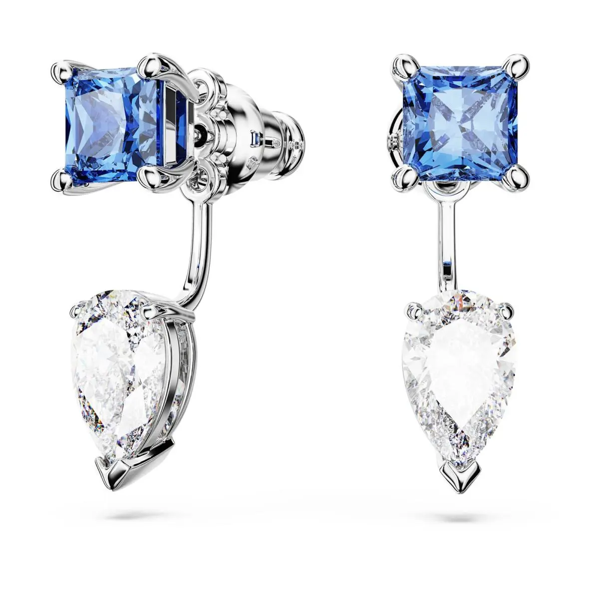 Swarovski Mesmera Earring Jackets Mixed Cuts Detachable Blue Rhodium Plated