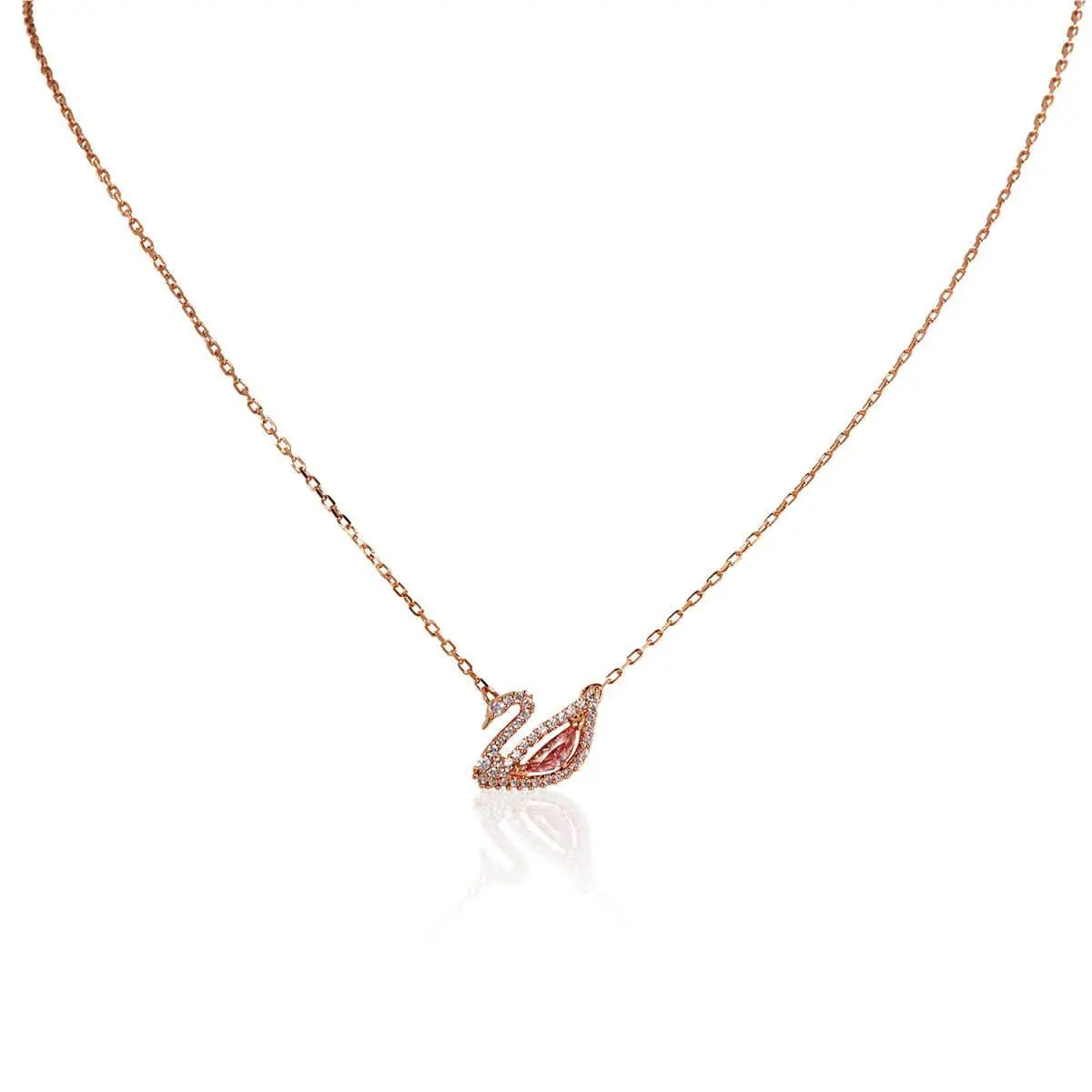 Swarovski Dazzling Swan Necklace Multi-colored Rose-gold Tone Plated