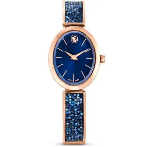 Swarovski Oval Watch Swiss Made Crystal Bracelet Blue Rose Gold-tone 5656822
