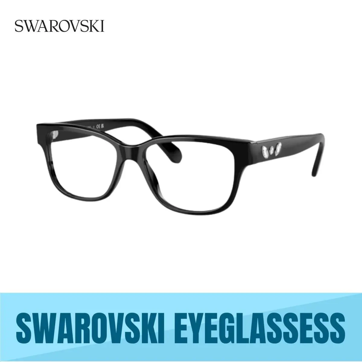 Swarovski 0SK2007 1001 Black Eyeglasses -demo Lens 54MM