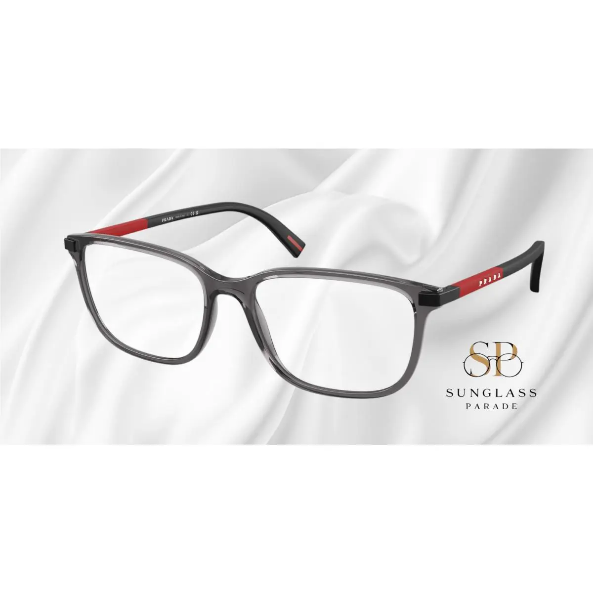 Prada Linea Rossa PS 02RV 01D1O1 Transp Anthracite Demo Lens 54 Men`s Eyeglasses