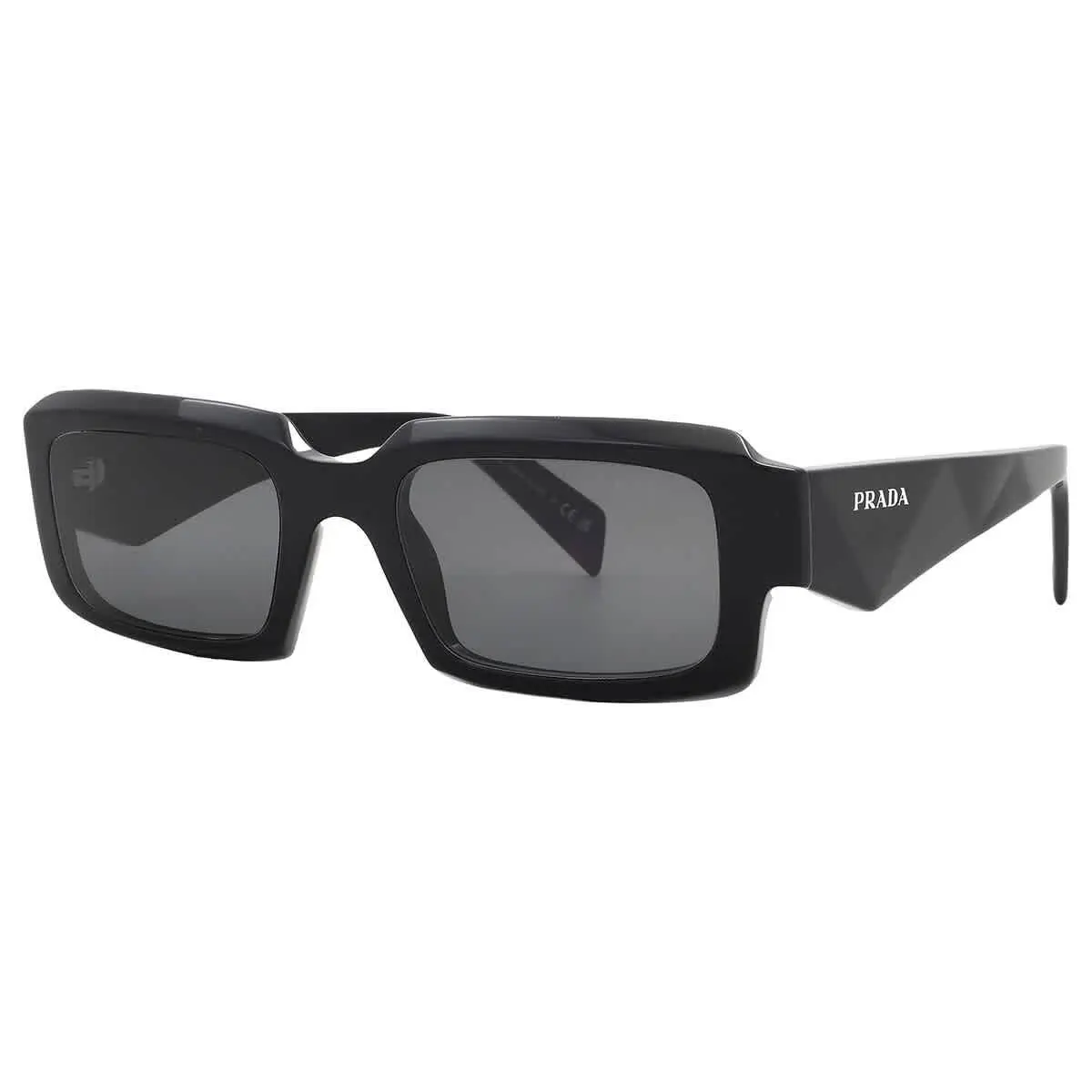 Prada Dark Grey Rectangular Men`s Sunglasses PR 27ZS 16K08Z 54 PR 27ZS 16K08Z 54