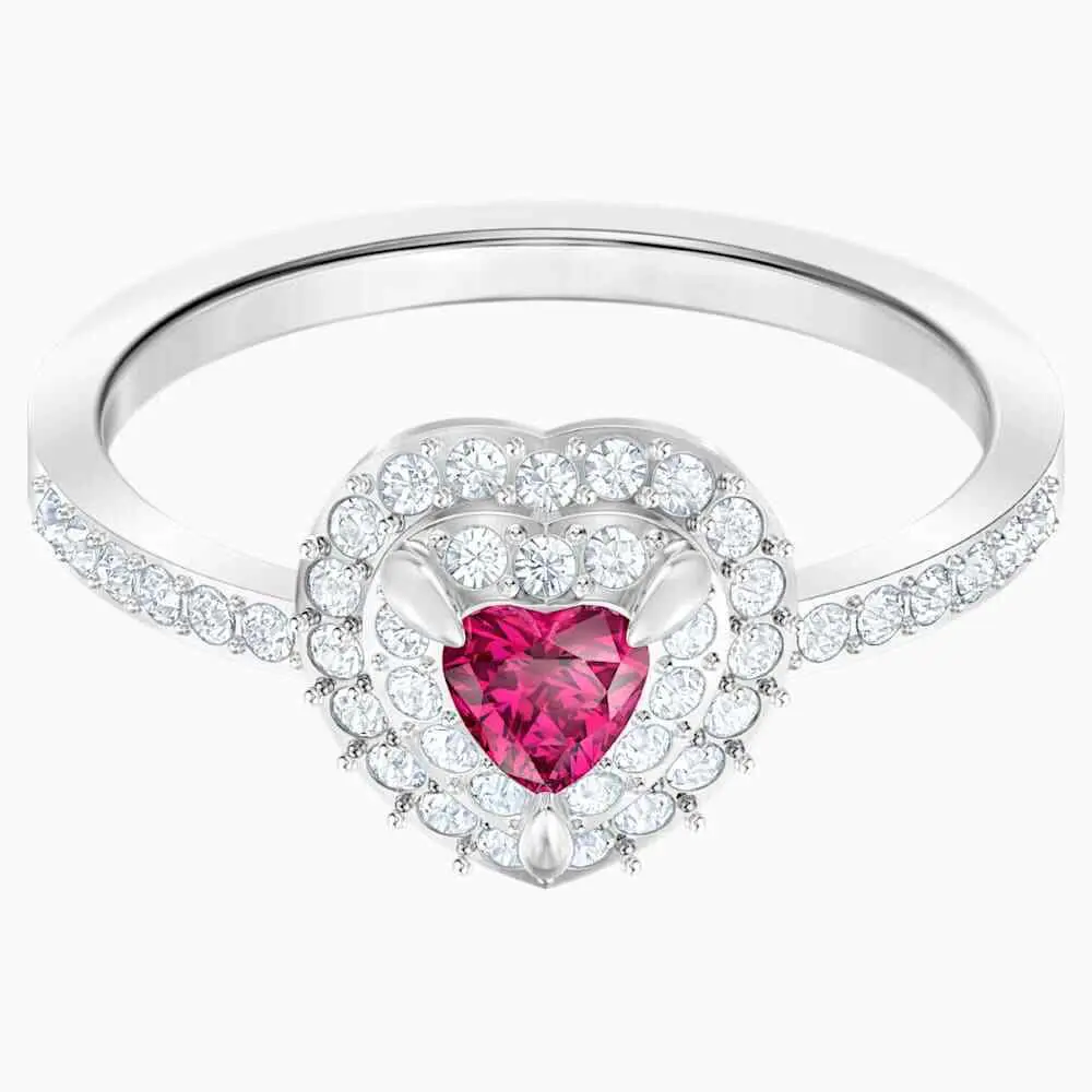Swarovski Jewelry One Ring Heart Red Rhodium Plated 52/6/Small -5470694