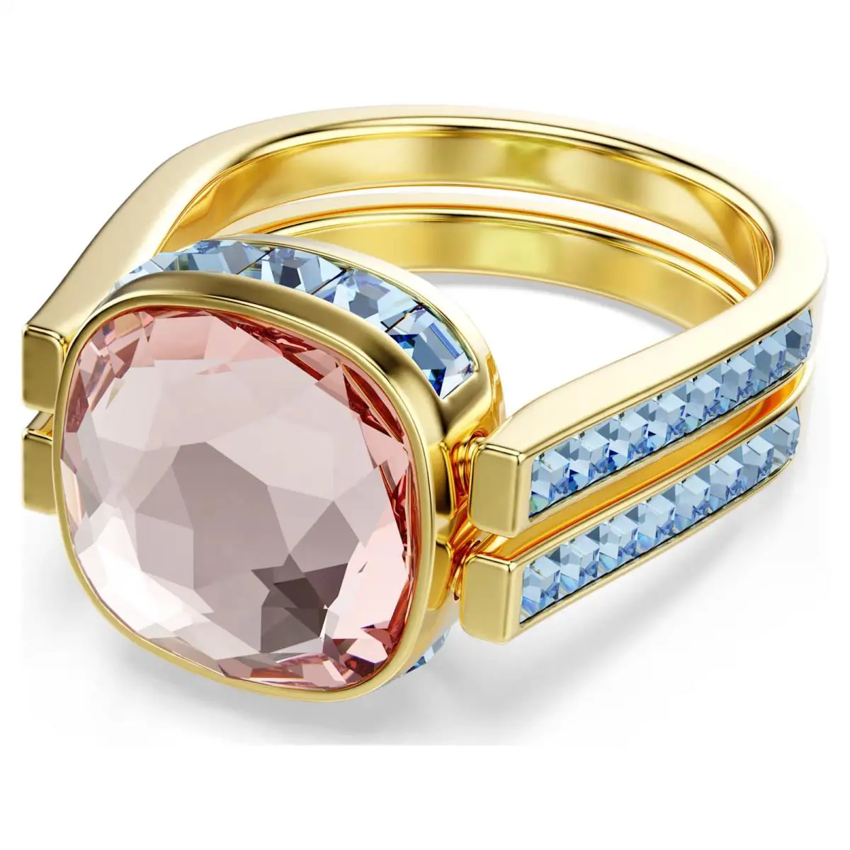 Swarovski Crystal Chroma Ring Cushion Cut Gold Tone Plated 5692500 Size 6.75
